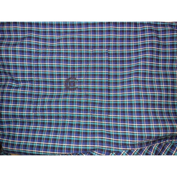 Large Mens Chaps Easy Care Blue Plaid Long Sleeve Button Up Shirt - Picture 5 of 6
